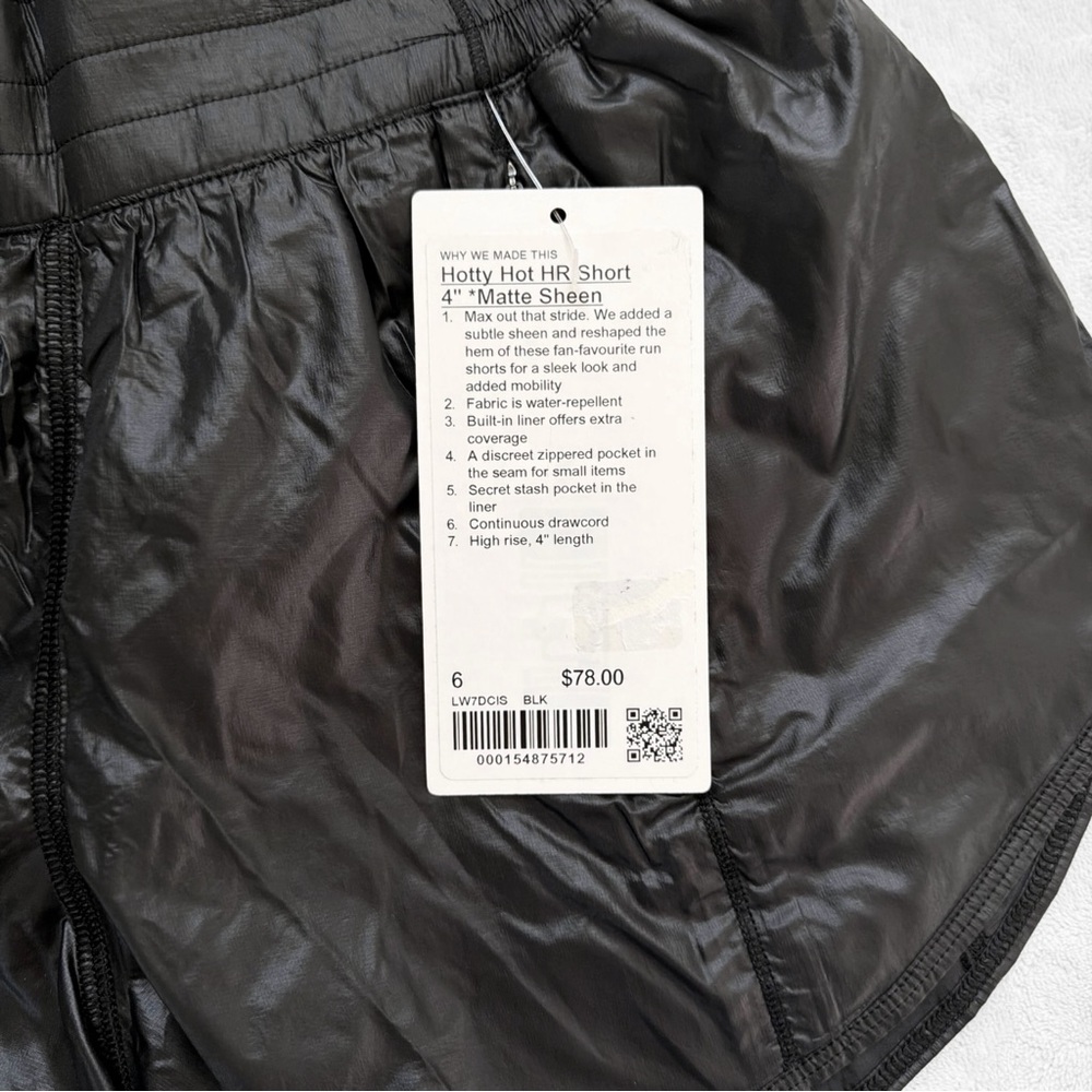 NWT Lululemon Hotty Hot High-Rise Lined Short 4” *Matte Sheen – Black – Size 6 - Picture 10 of 11